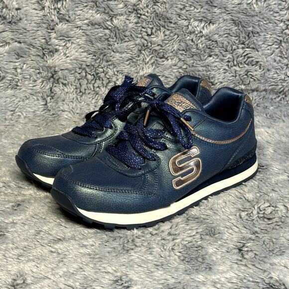 Skechers Shoes - Skechers Memory Foam Sneakers Navy & Rose Gold Women’s Size 8